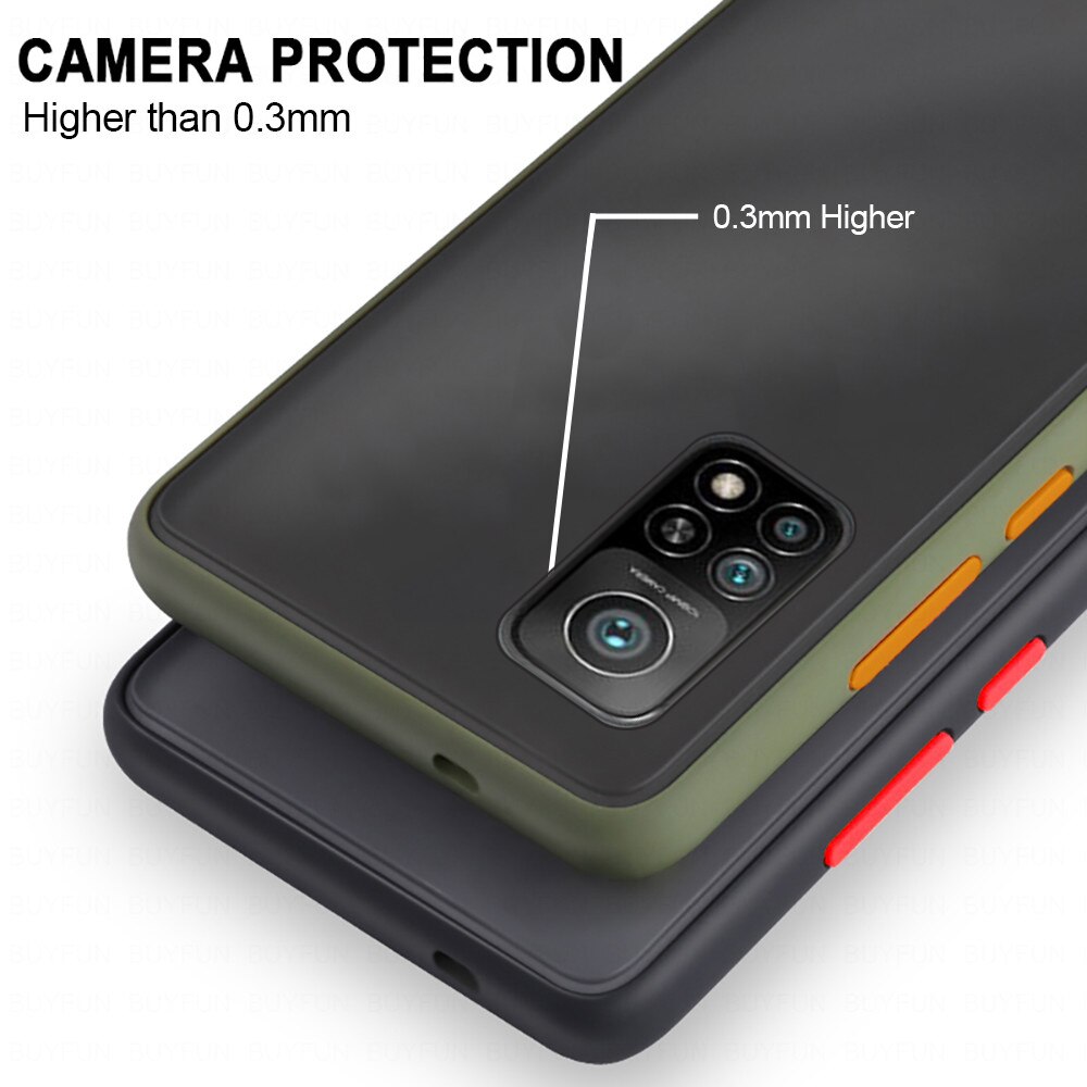 Para xiaomi mi 10t pro caso à prova de choque em xiomi mi10t armadura matte caso protetor do telefone mi10tpro tpu pele sentir capa escudo coque