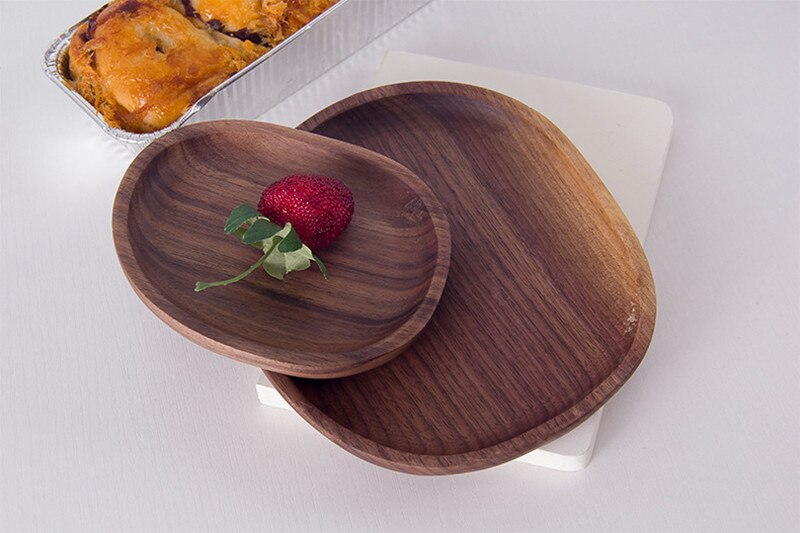 Rectangle Black Walnut Wood Pan Plate Fruit Dishes Saucer Tea Tray Dessert Dinner Bread Pizza Wood Plate Tea tray