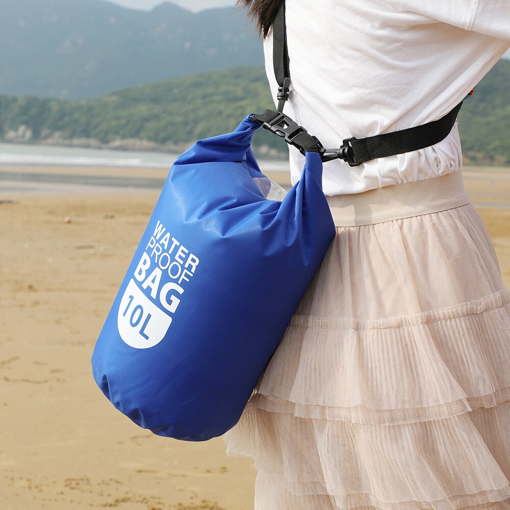 PVC Dry Waterproof Floating Bag Roll Top Dry Bag 10L/20L Water Sports Storage Bag Lightweight Dry Sack Detachable Shoulder Strap