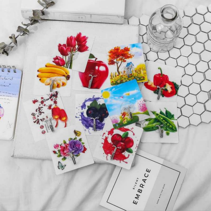 10/20pcs Random Colors Strong Invisible Cartoon Hook Wall Kitchen Adhesive Hook Nail Free Suction Hook Hanger Sticker