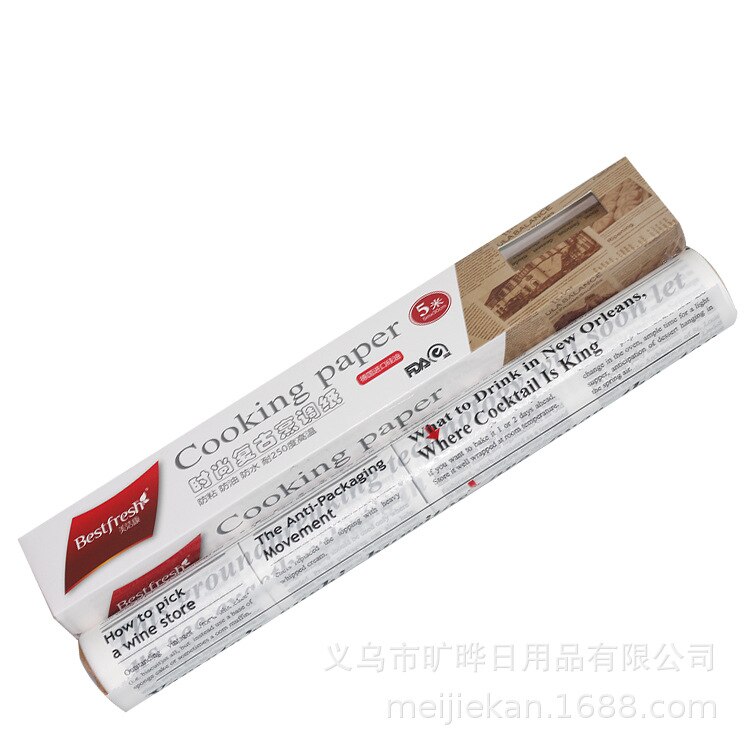 5m*30cm pergamentpapir bakeverktøy matkvalitet fett papir brød sandwich burger frites wrappers informasjonskapsel oljepapir: Hvit