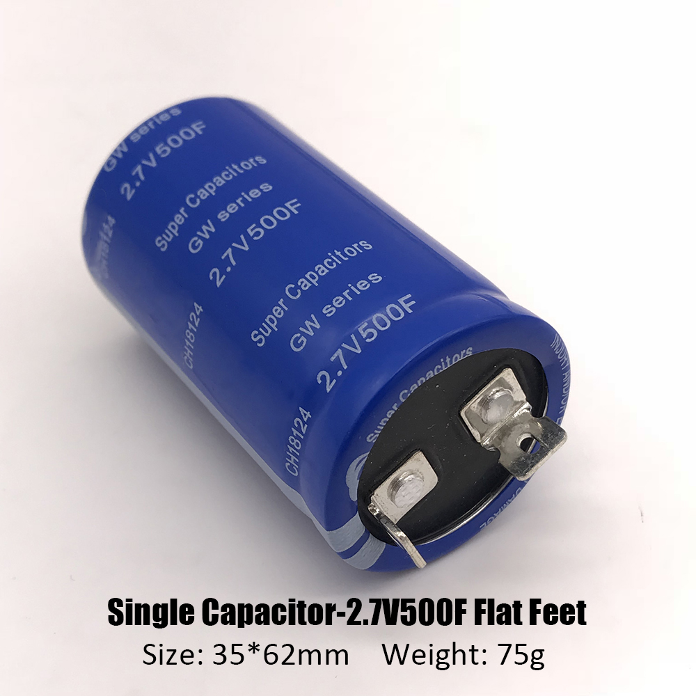 2.7V 500F Super Farad Capacitor 2.7V500F 35*62mm Two Feet Super Capacitor for Car Stereo Speaker Vehicle Rectifier Low ESR