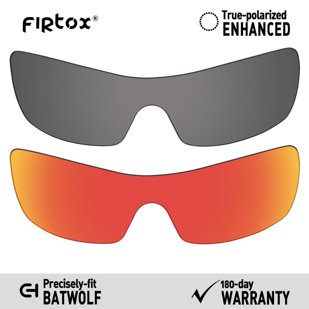 Firtox verdadeiro uv400 lentes polarizadas substituição para-óculos de sol oakley batwolf oo9101 (lente compatível apenas)-várias cores: Black-Red