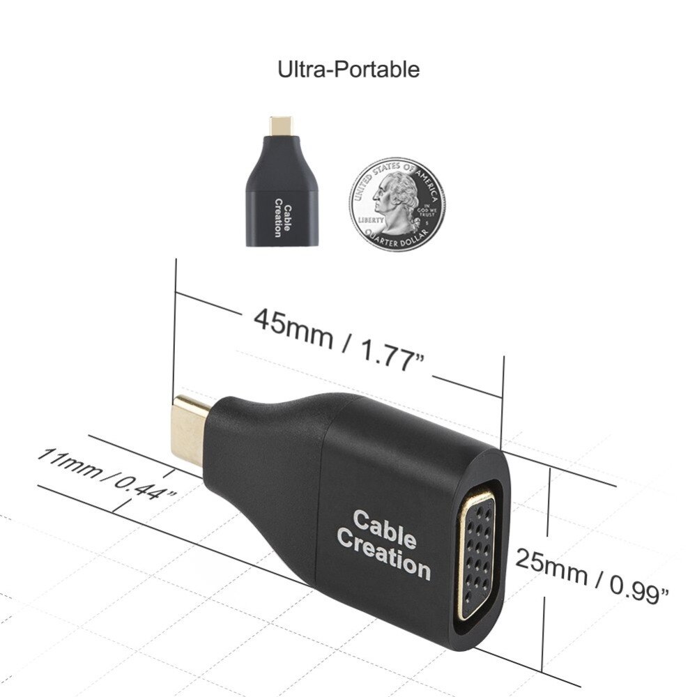 USB-C to VGA, Type C (Compatible Thunderbolt 3) to VGA Adapter, Compatible MacBook Pro/MacBook Air /iMac