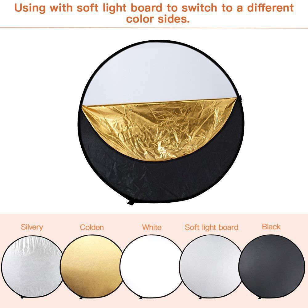 60Cm/80Cm/110Cm 5 In1 Ronde Fotografie Reflector Opvouwbare Foto Studio Reflector Multi Photo Disc diffuser Met Draagtas