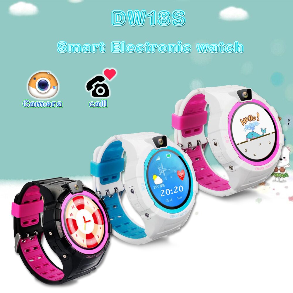 Dw18s multifunktions gps smart ur til børn anti-tabt sikkerhed søde børneur med sos påmindelse om vandtæt vandring