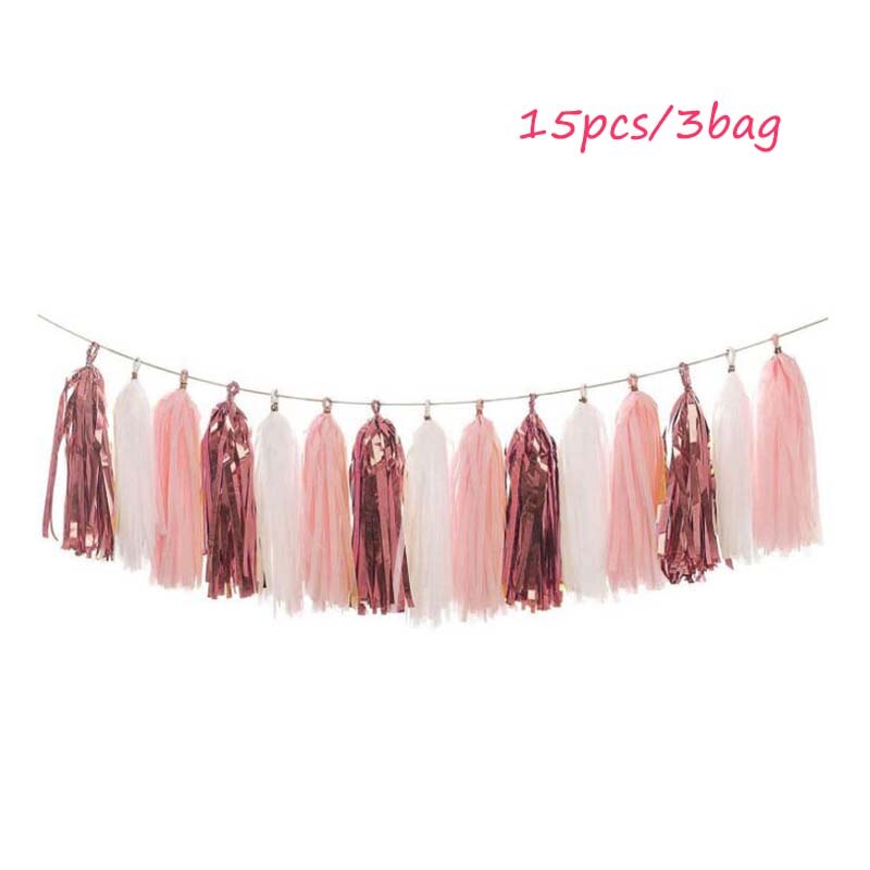 20 st silkespapper tofs krans rosa blå banderoll papper gör det själv fest krans för födelsedag baby shower bröllopsfest dekorationer: Vinröd