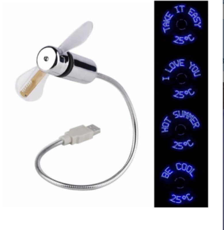 Mini USB Hand Fan Portable Gadgets Flexible Gooseneck LED Clock Cool laptop PC Notebook real Time Display durable Adjustable Fan