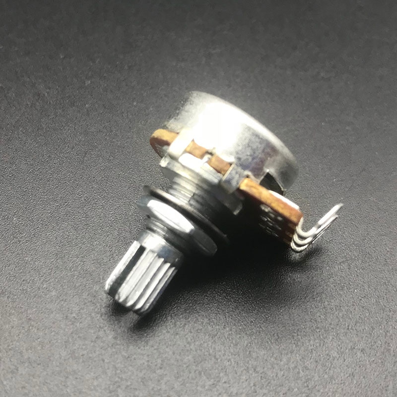 Potenciómetro estriado A500K/250K, 2 piezas, pequeño pote, efecto de bajo eléctrico, amplificador, volumen de tono, 15mm, partes del eje