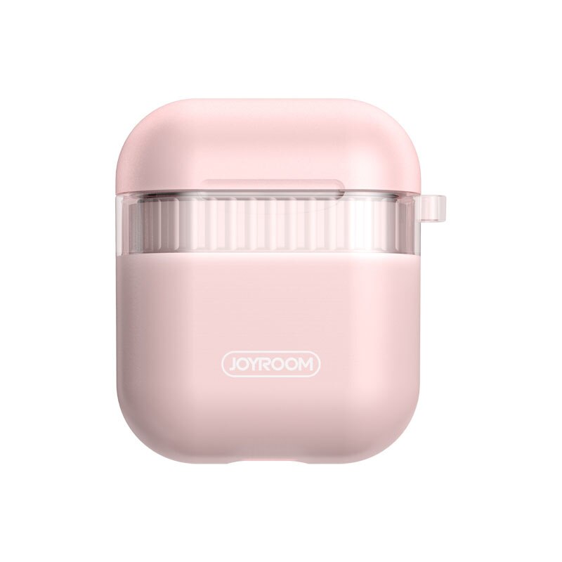 Joyroom läpinäkyvä suojakotelo airpodille hard tpu shell kuulokkeet apple airpodille 1 2 langaton bluetooth kotelon kansi: Vaaleanpunainen