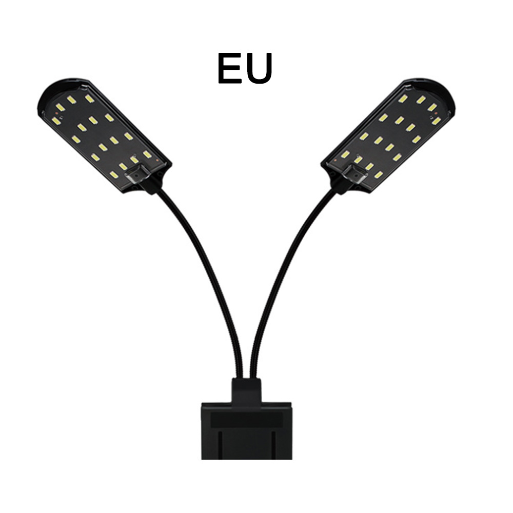 LED Double Head Aquarium Fish Tank Light 15W 32 LED Aquarium Planted Clip Lamp White LED Lighting: EU plug