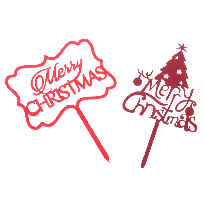 1PC Merry Christmas Cake Flag Topper Acrylic Cake Card Inserting Party Cake Decoration Christmas Plug-in party Supplies