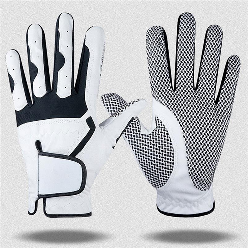 25 Yards Men Golf Gloves for Right Hand White Black Microfiber Non Slip Breathable Sport Gloves Golf Training Aids Accessories