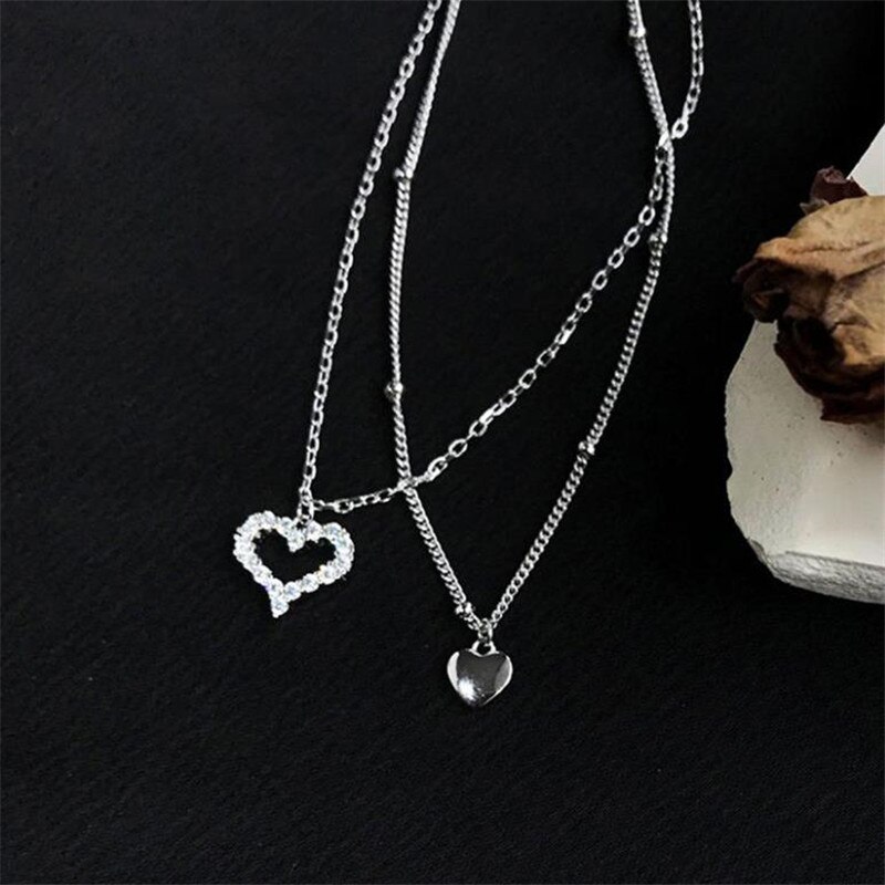 Exquisite Zircon Heart Double Layer Anklets Girl Jewelry Silver 925 Anklets Female Princess Foot Accessories Christmas