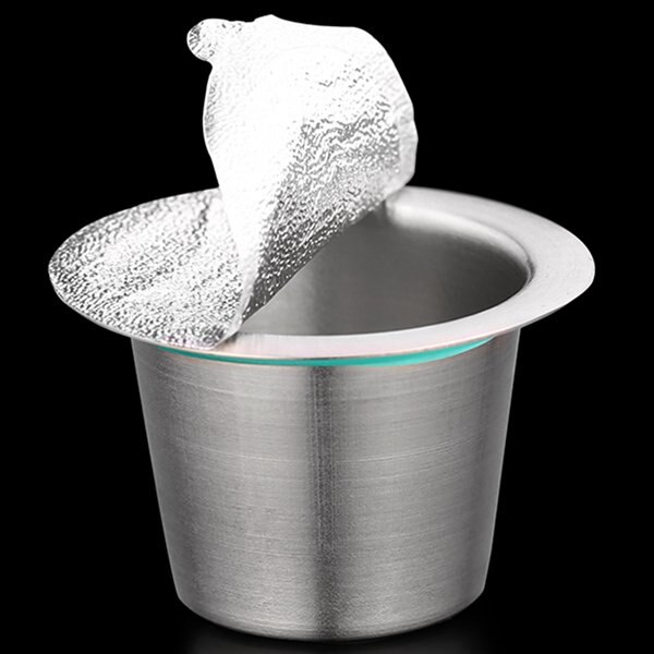 Stainless Steel Metal Reusable for Nespresso Capsule with Press Coffee Grinds Stainless Tamper Coffee Pod for Nespresso Machine
