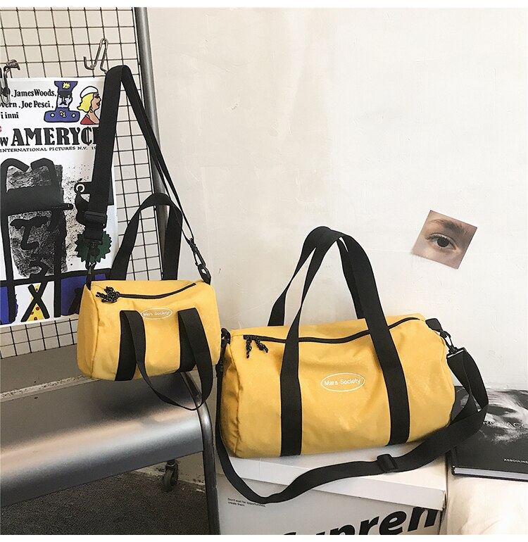 Original Handbag Duffel Bag Couple Travel Bag Large Capacity Sports Training Gym Bag Lightweight Short-distance Bag: Yellow / L42cmx25cmx25cm