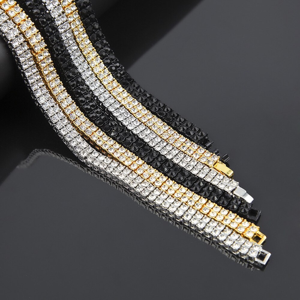 Hip Hop 1&amp;2 Rows Tennis Chain Necklace Iced Out Bling 4mm Zircon Crystal Necklaces for Women Choker Jewelry collares para mujer