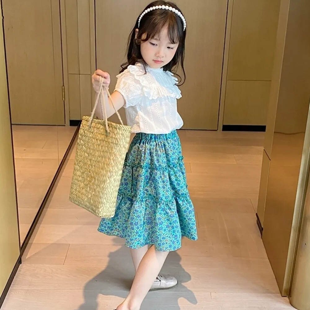 2022 estate adolescente principessa gonna abbigliamento per bambini gonne per ragazze abbigliamento nuovo stile casual stampa floreale per 4-13 anni: 13T