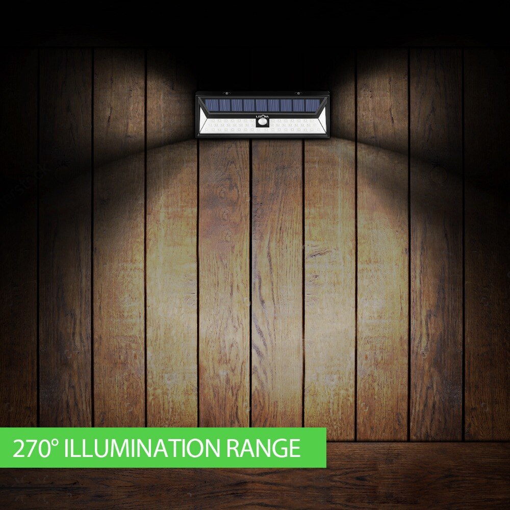 LITOM 54 LED Outdoor Solar Light Garden Garage Bright Wide Angle Security Lights Waterproof IP65 Luz Solar Led Para Exterior