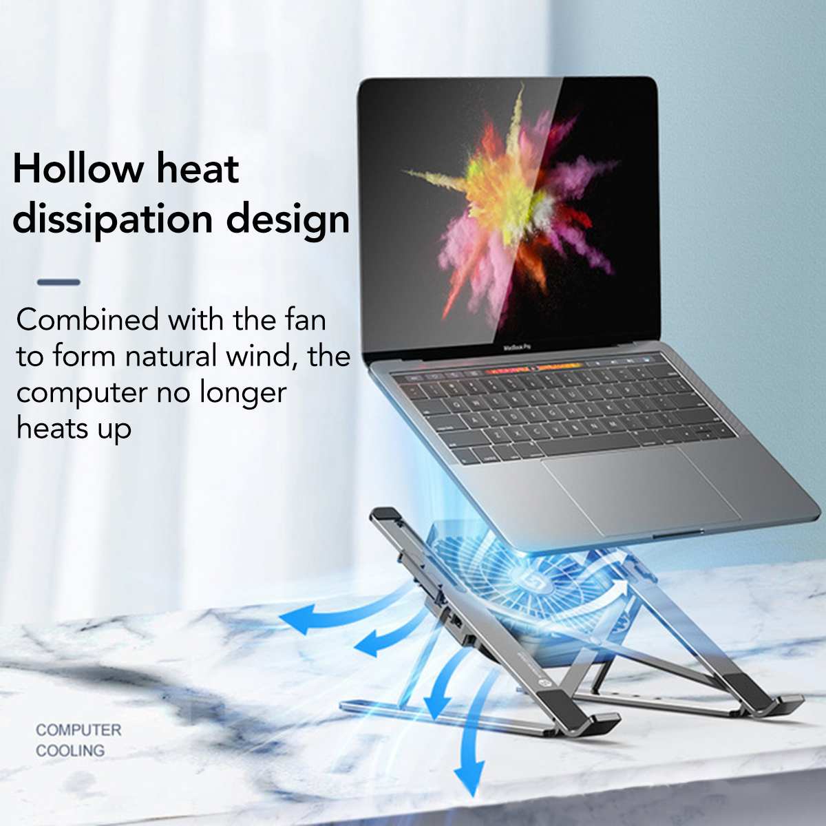 Supporto computer portatile con Ventola Di Raffreddamento Portatile Pieghevole Del computer Portatile Scrivania Regolabile in Lega di Alluminio Letto taccuino Dissipazione Del Calore Del Supporto Del Basamento