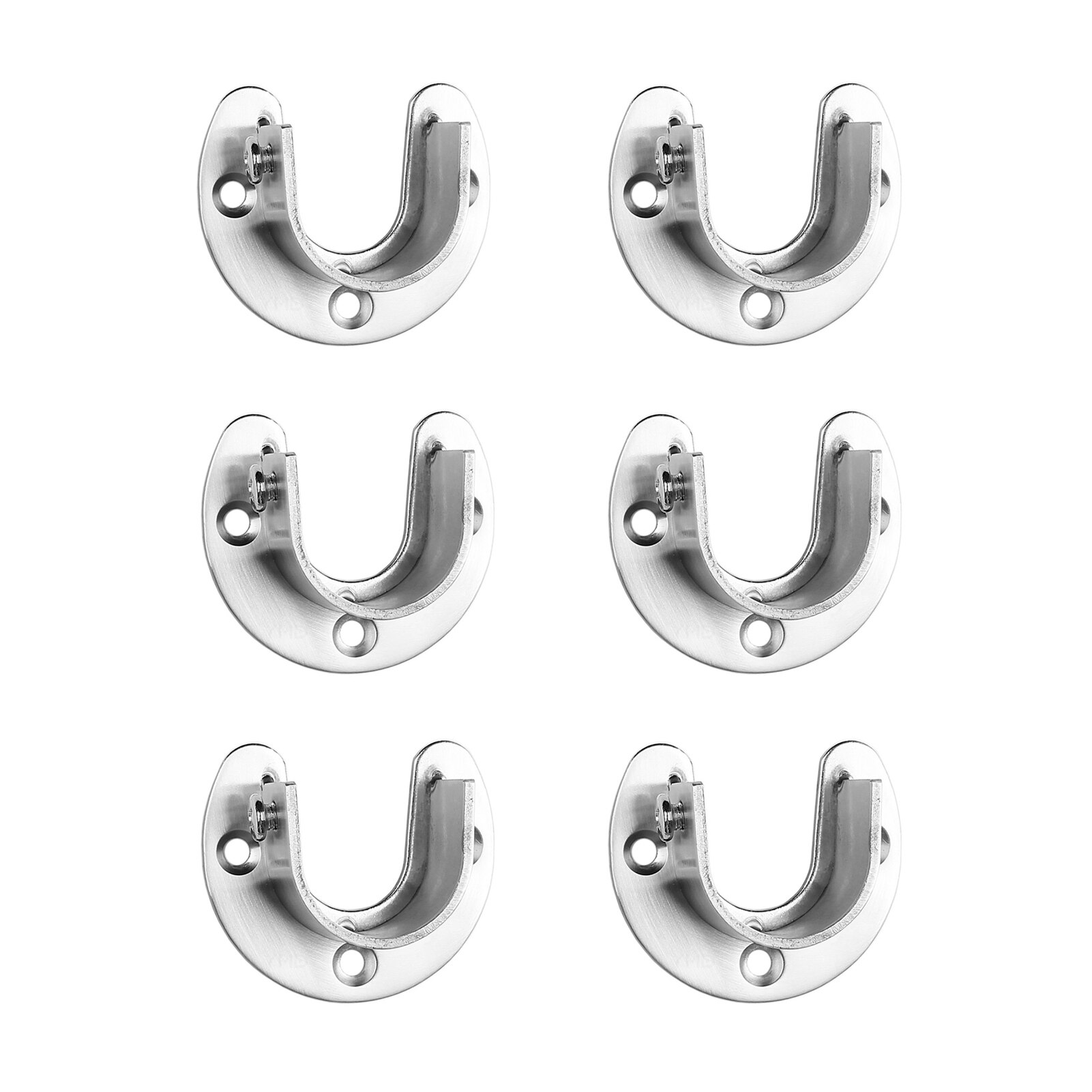 6pcs Pipe Bracket Hardware Support U Shaped Wardrobe Wall Mounted Quick Removal Fixing Stainless Steel Rod Flange Shower Curtain