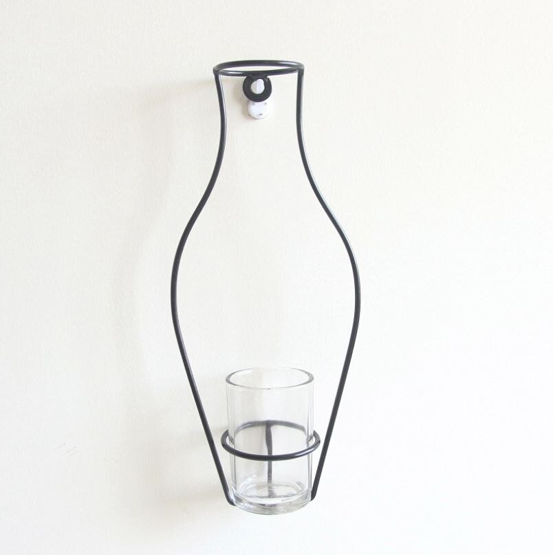 Nordic Style Iron Frame Vase Wall Mount Plant Dried Flower Rack Bottle DIY Shelf Flower Pot Holder Home Storage Rack Display: typeC