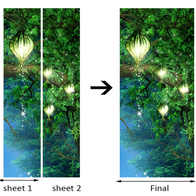 3D Dream Green Forest Landscape Door Sticker Living Room Kids Room PVC Self-Adhesive Waterproof Wallpaper Home Decor Door Decals