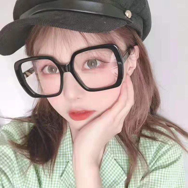 Women Eyeglasses Big Frame Glasses Classic Anti-blue Light Glasses Black Radiation Goggles Spectacles Eyeglasses 1pc