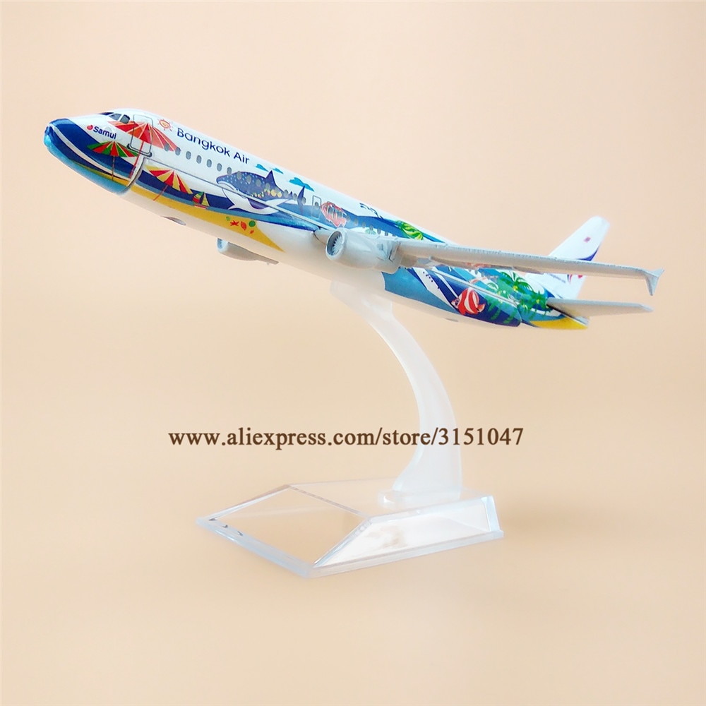 Alloy Metal Thailand Bangkok Air A320 Airlines Airplane Model Thai Airbus 320 Airways Plane Model Aircraft Kids 16cm