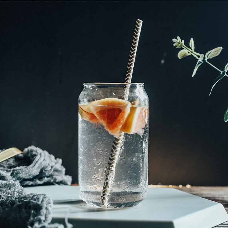 Glass Mug Cola Can Shaped Glass Mug Cold Drink Cup Cafe Beverage Juice Milk Cup Heat Resistant Drink Glass Mug