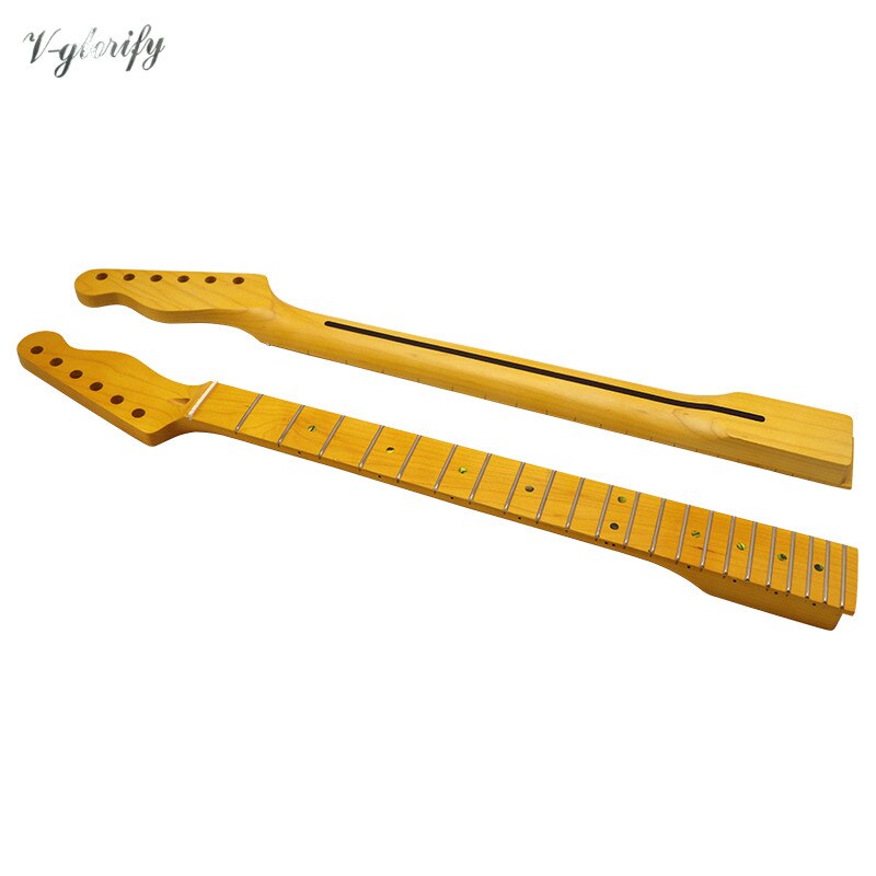 TL Canada maple wood electric guitar neck matte finish 22 frets yellow color with middle line on the back