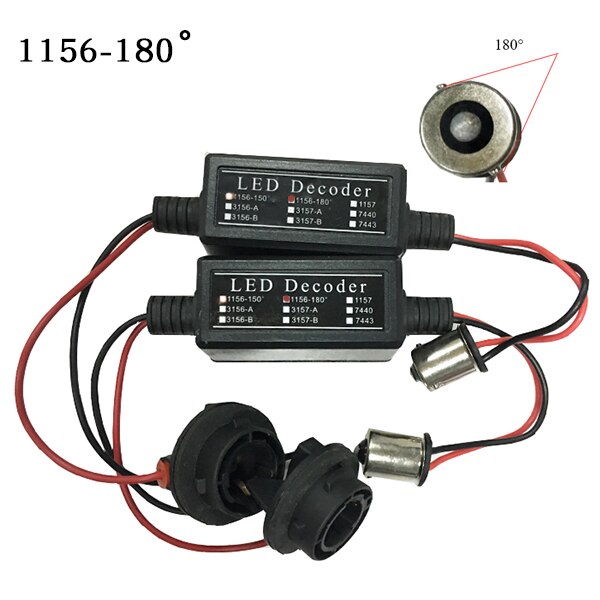 Lot de 7440 w21w t20 2 anti-erreur canbus, décodeur led, avertissement, annuleur d'erreur pour ampoule de clignotant led, décodeur d'ampoule led: 1156-180 degrés