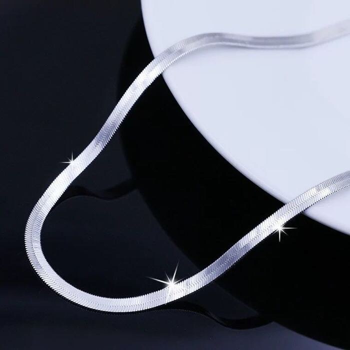 Collier en chaîne couleur argent 4MM pour femmes, Couple de luxe, bijoux fins, chaîne de lame, de mariage, ras du cou clavicule, 925