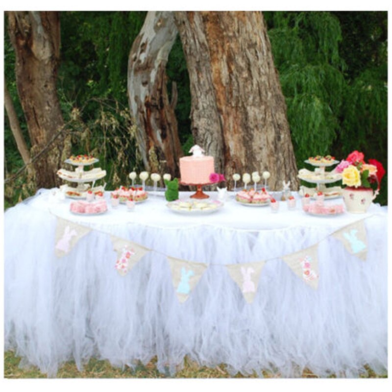 Falda de mesa de tul, mantel bonito, decoración para de cumpleaños de boda, faldas de mesa de princesa sólidas, ornamento encantador