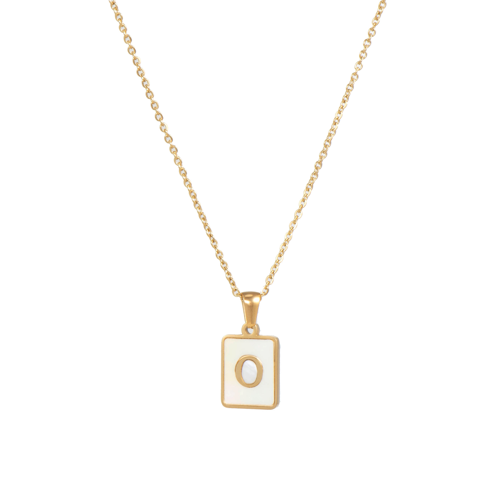 E.B.belle Collar con inicial minimalista de concha de nácar de acero inoxidable sin deslustre, collar con letras chapadas en oro para mujer