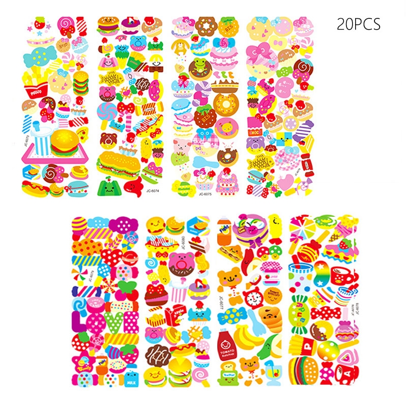 20 Pcs Kids Drawing 3D Stickers for Kids &amp; Toddlers 500+ Puffy Stickers Variety Pack for Scrapbooking Bullet Journal: A-Random Type