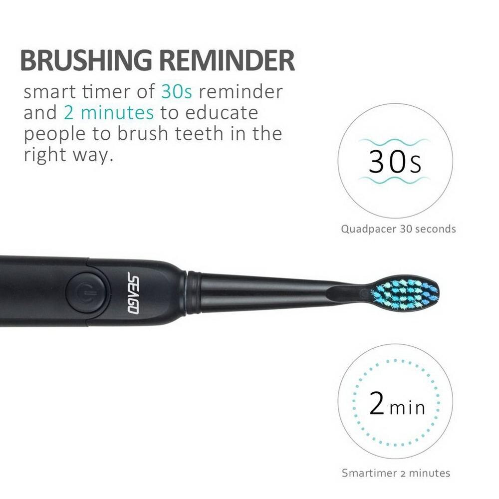 Seago SG-949 Sonic Electric Toothbrush Adult Timer Brush USB Rechargeable Electric Tooth Brushes with 3pc Replacement Brush Head