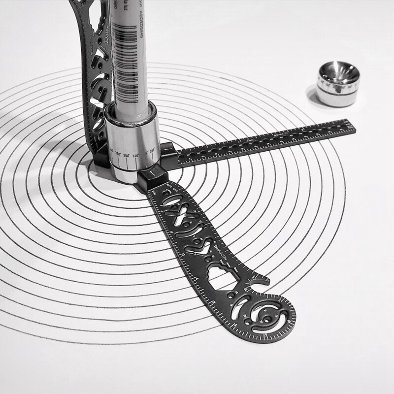 Multi-Function ,Versatile Drawing Tool,Curved Ruler Mini Compass Protractor Combo Patterns for Notepad Designers Artist