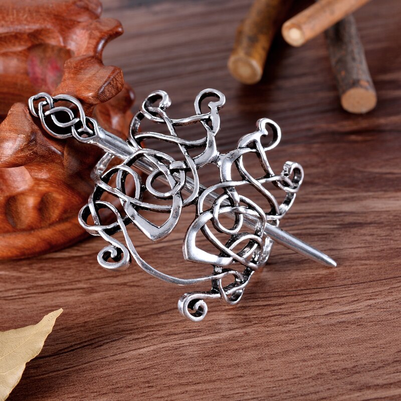 Viking Hair Hairpins Jewelry Celtics Knots Crown Vintage Style gold and Antique silver Hair Clips Hairpins for girl women