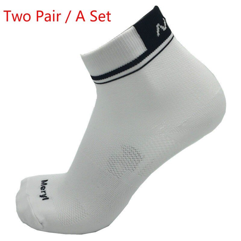To par /et sæt sommershorts kompressionsstrømper cykelstrømper mænd kvinder åndbare cykler sokker: Hvid
