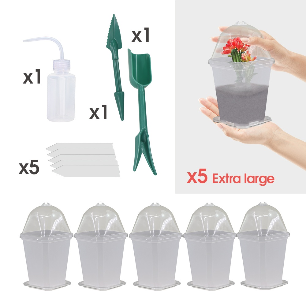 4-maten tuinkwekerij zaailingbeker met warmer deksel vochtigheidskoepel voor binnenkas bloempotten container kweekpotten: Bordeaux