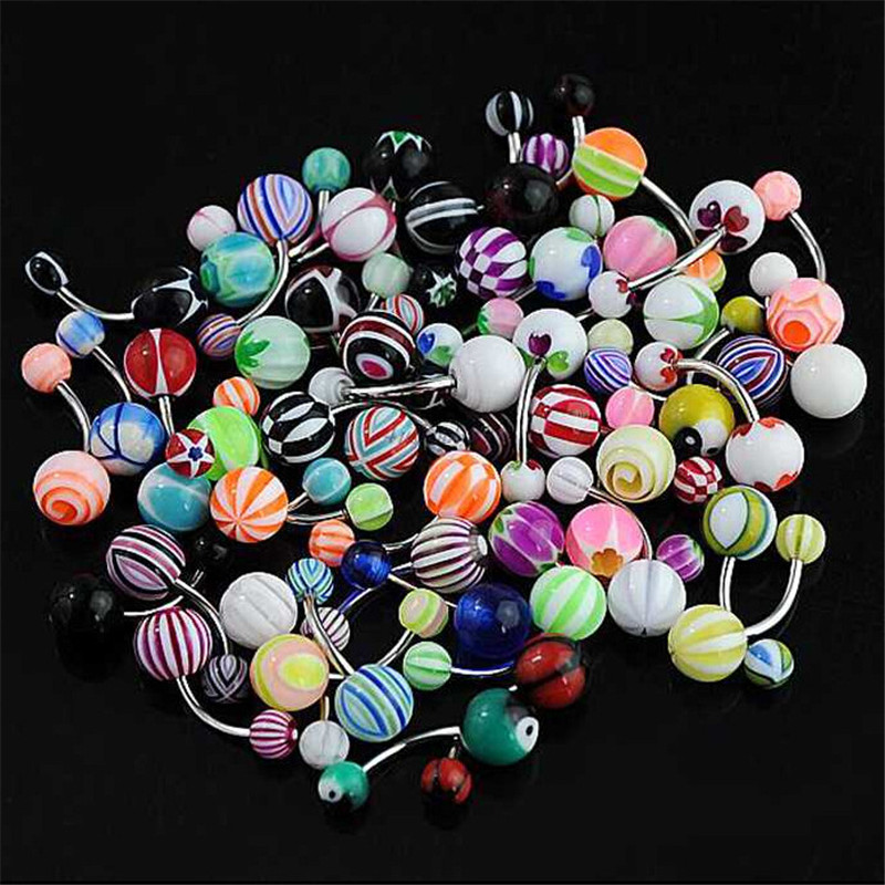 5/10/20Pcs Sexy Women's Mixed Color Belly Button Rings Navel Barbell Lip Piercing Ombligo Body Jewelry