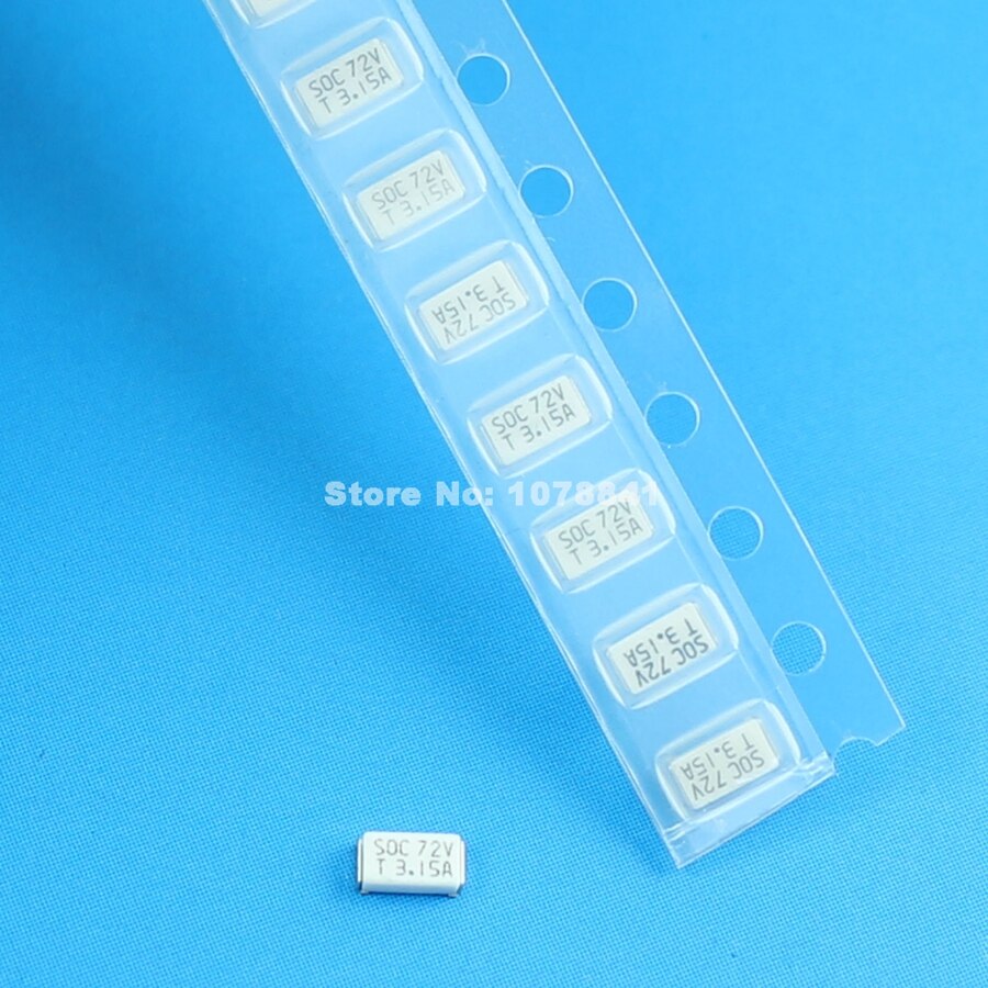 50 st per lot soc smd smt 1206 3.15a t3.15 amp 72v säkring