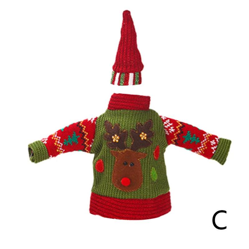 Pull moche noël bouteille de vin couverture 3 Style nouvelle décoration bouteille Festival sur bouteille couverture noël année le Suppli B3F1: C