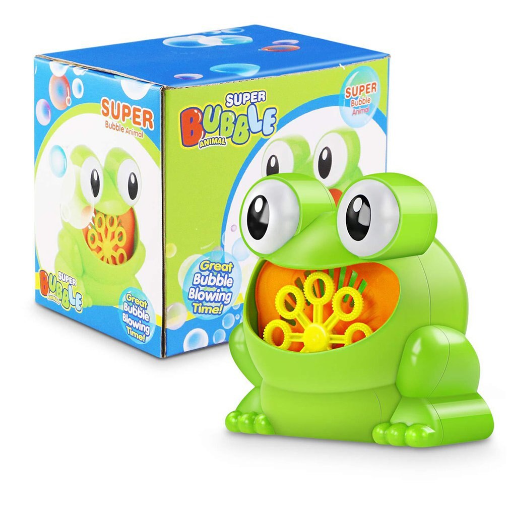 blasiert Maschine Badewanne Große Frosch Automatische blasiert Hersteller Spielzeug mit 24 Musik Lied Schlecht Spielzeug für Baby Jungen Mädchen: Blau