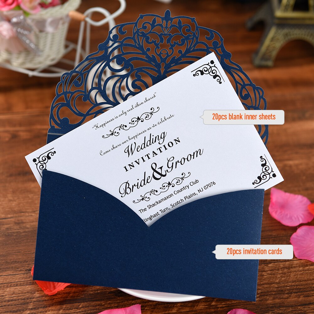 20Pcs Wedding Invitation Cards Pearl Paper Invitation Cards for Wedding Invitation Holder Wedding Birthday Anniversary Supplies