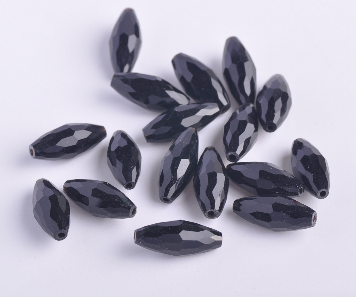 Cuentas artesanales sueltas de cristal de corte facetado de tubo ovalado de 18x8mm para fabricación de joyería DIY
