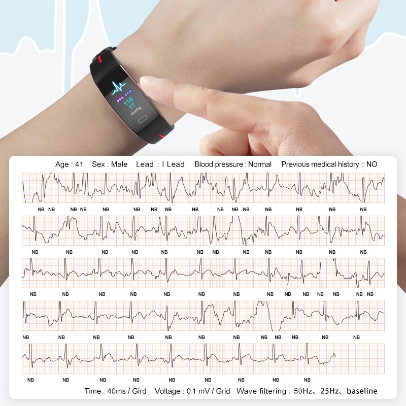 KAIHAI termometro PPG ECG HRV BPM breath tasso di misurazione della pressione arteriosa astuto della vigilanza del braccialetto della fascia di polso per il fitness Attività pista