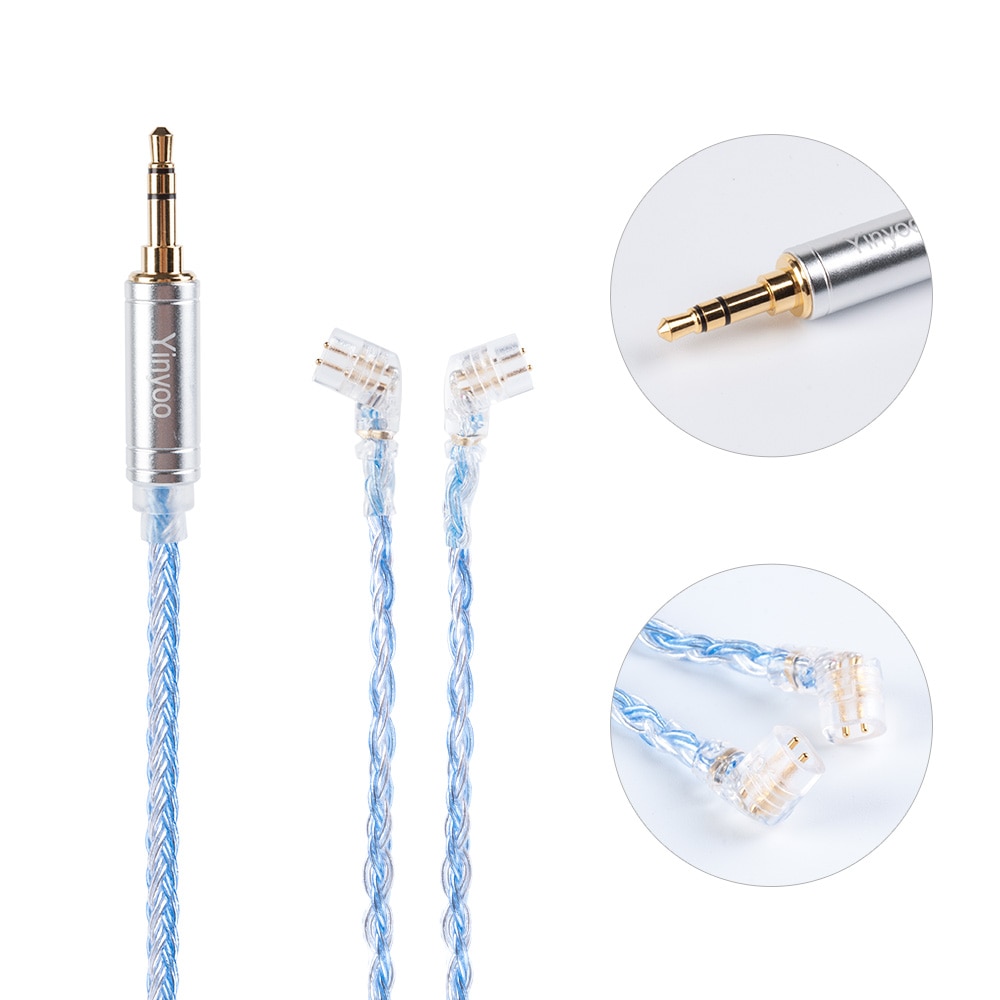 Cavo Auricolari Yinyoo 16 Fili Argentati - 2.5/3.5/4.4MM - Connettori MMCX/2PIN/QDC - per BLON KZ ASX: QDC 3.5