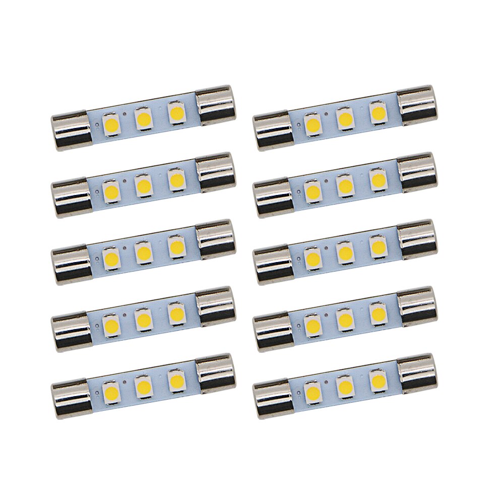 10X AC8V Voiture Feston 29mm 31mm Style LUMIÈRE LED Remplacer À Incandescence Lampe Fusible Ampoules 8V250mA S'adapte Vintage Stéréo Récepteurs Audio